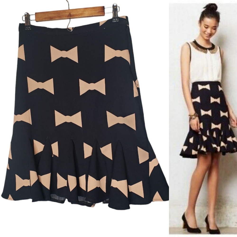 Anthropologie Eva Franco Bow Tie Flounce Skirt Size 6